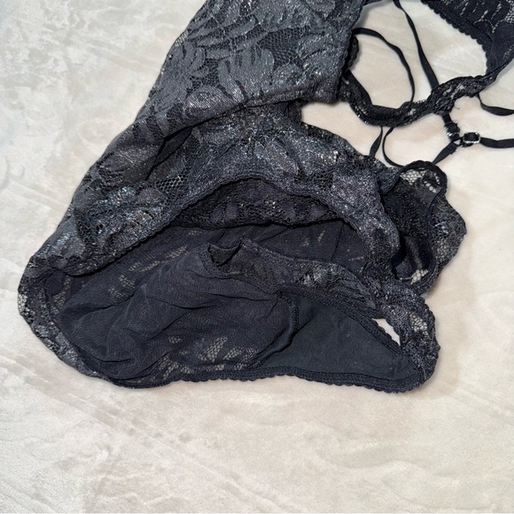 Victorias Secret black lace metallic body suit - Picture 3 of 5